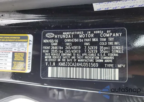 2017 Hyundai Tucson Sport z USA, uszkodzony, nr VIN KM8J3CA24HU351569